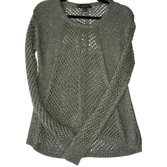 Rock & Republic Women's Metallic Thread Sweater Large Dark Gray Silver Pullover - Picture 2 of 6